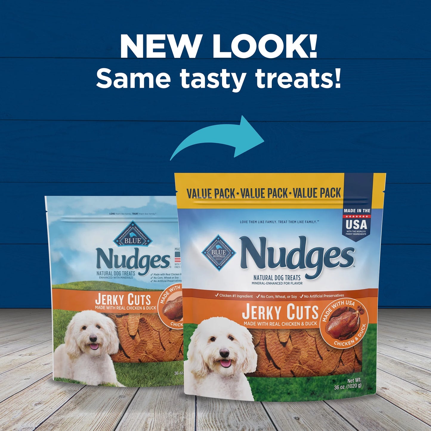 Nudges Jerky Cuts Dog Treats Made with Real Chicken & Duck, 36-Oz. Bag