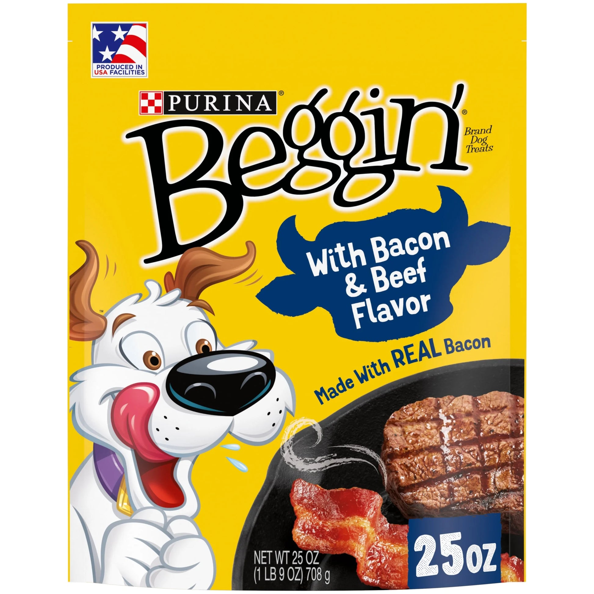 Purina  Strips Dog Treats with Real Bacon & Beef Flavors Tender Chews, 25 Oz Pouch