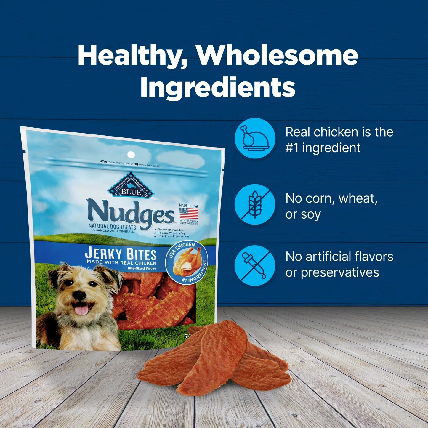Nudges Tender Jerky Dog Treats, Chicken Recipe, 5-Oz. Bag